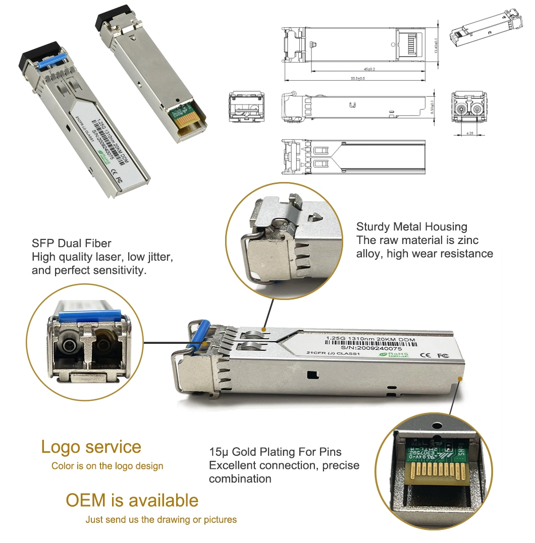 20km LC Single Fiber SFP 1310nm/1550nm 20km Fiber Optic SFP Module Price