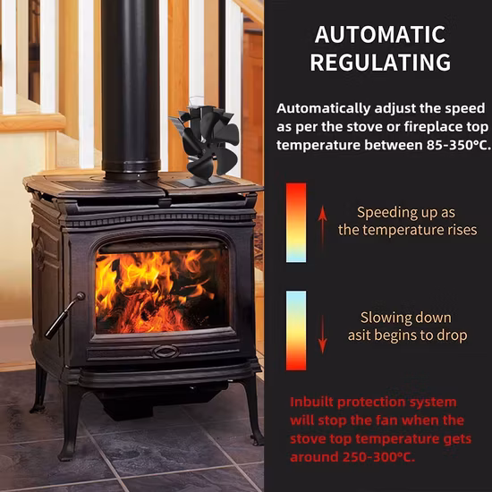 Ecofriendly sem bateria eletricidade lareira ventilador de fogão movido a calor para fogão a lenha ventilador de eletrodomésticos